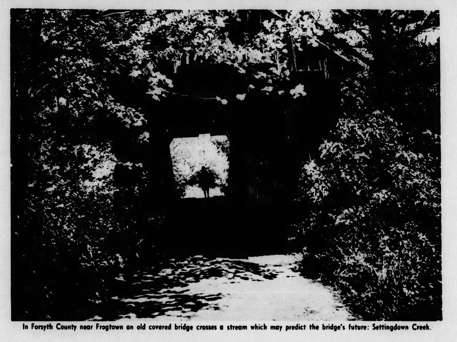 Old covered bridge over Settingdown Creek near Frogtown.